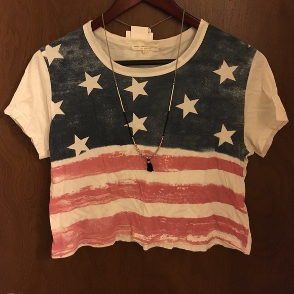 UO Pink White Blue USA Flag Crop Top - Picture 4 of 6